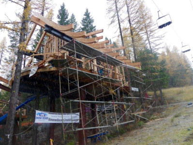 Ponderosa In The Snow, With The Scaffolding For Access