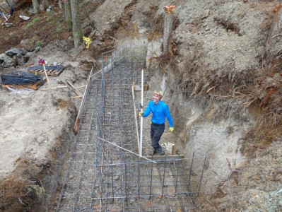 Ben Setting The Rebar For The Foundation Of The Pull Outs